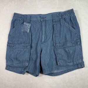 Guide Gear Men's 38 Blue Denim Cargo Shorts Elastic Waist Casual Summer Outdoor‎
